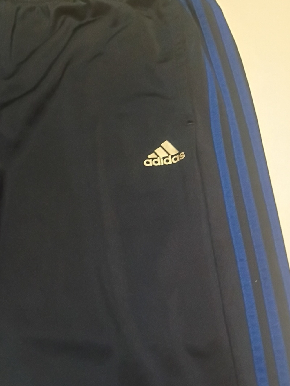 Adidas Mens Navy Joggers with Blue Three-Stripes